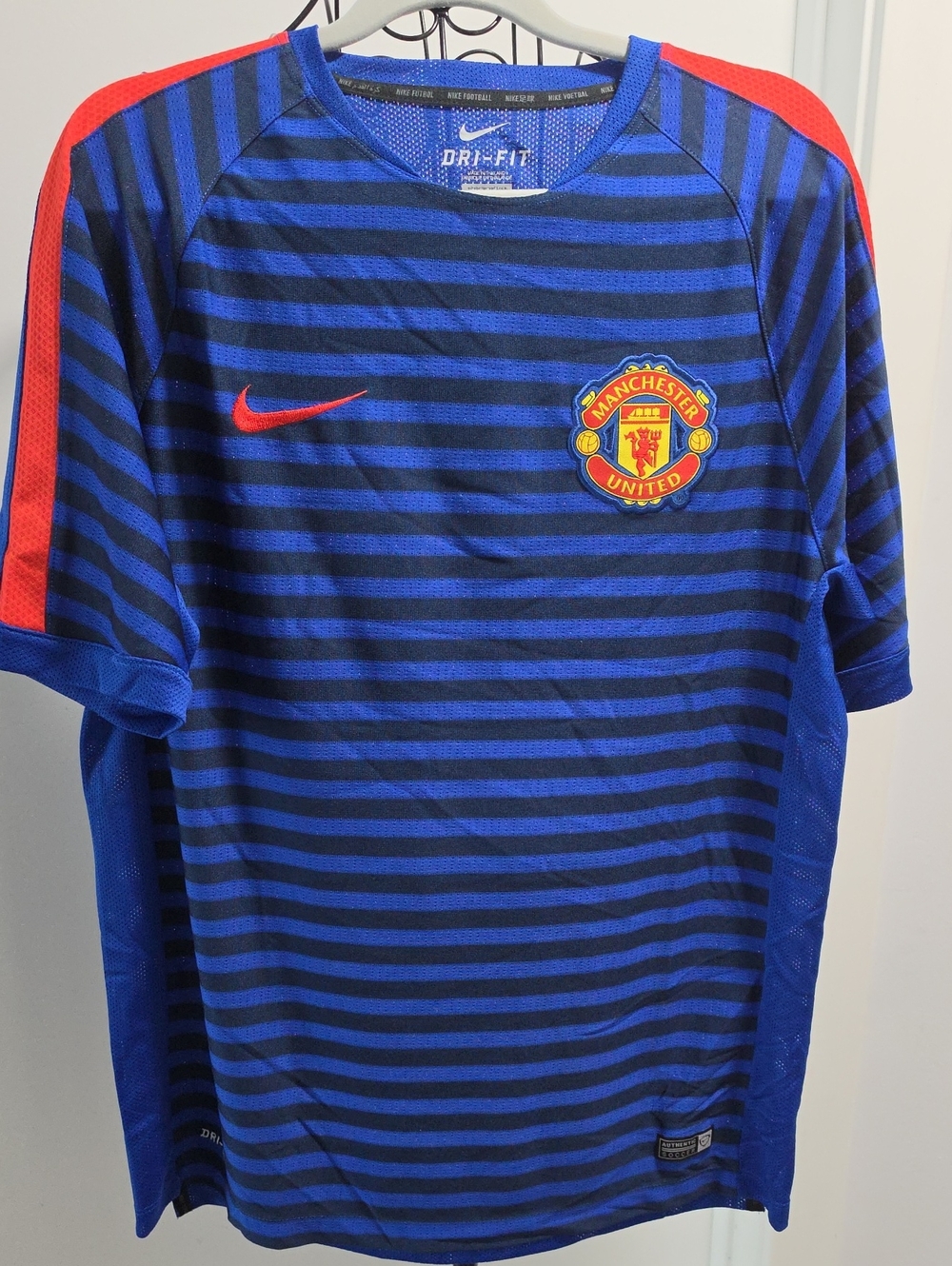 Nike Manchester United Blue and Red Striped Training Jersey